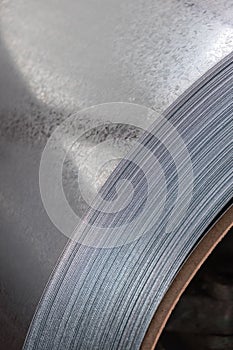 Galvanized steel coil close up