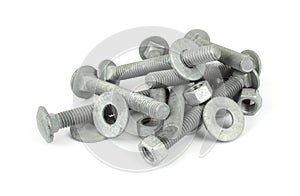 Galvanized steel nuts, bolts and washers