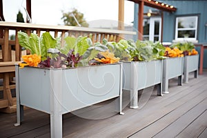 galvanized steel troughs used as vegetable planters