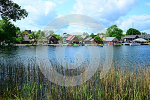 Galves lake,Trakai old city old houses view