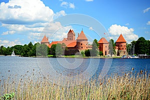 Galves lake,Trakai old red bricks castle view