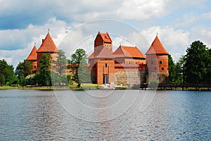 Galves lake,Trakai old red bricks castle view