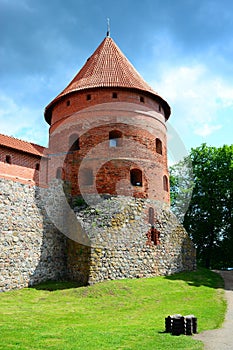 Galves lake,Trakai old red bricks castle view