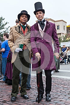 Galveston, TX/USA - 12 06 2014: Pair of men dressed in Victorian style at Dickens on the Strand Festival in Galveston, TX