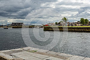 Galway Bay where it interconnects with the Corrib River and a part of Claddagh, seen from the so-called Spanish Arch