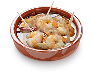 Gambas al ajillo , garlic prawns , spanish tapas photo