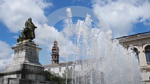 The Gambetta monument and fountain in Cahors, Lot department, the Occitan, France