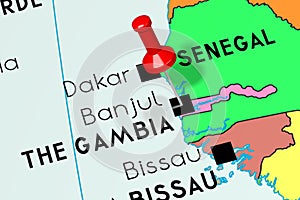 Gambia, Banjul - capital city, pinned on political map photo