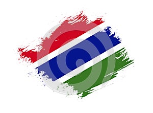 Gambia flag with abstract paint brush texture effect on white background