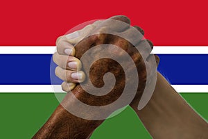 Gambia flag, intergration of a multicultural group of young people