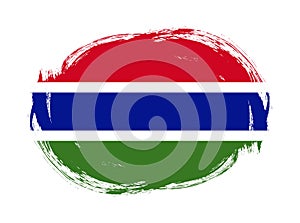 Gambia flag in rounded stroke brush background