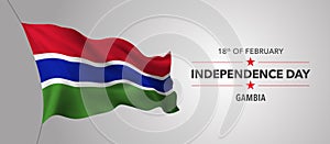 Gambia happy independence day greeting card, banner with template text vector illustration