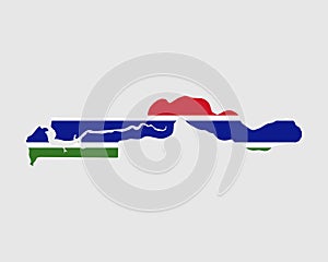 The Gambia Map Flag. Map of Republic of The Gambia with the Gambian country banner. Vector Illustration