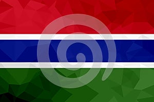 Gambia polygonal flag. Mosaic modern background. Geometric design
