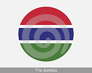 The Gambia Round Circle Flag. Gambian Circular Button Banner Icon. EPS Vector