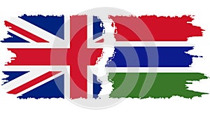 Gambia and UK grunge flags connection vector