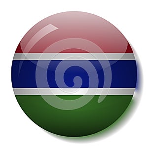 Gambian flag glass button vector illustration