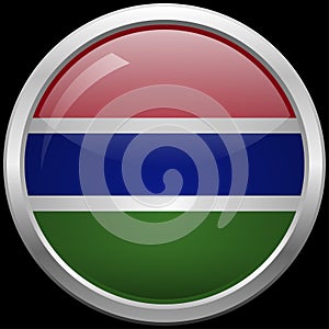 Gambian flag glass button vector illustration
