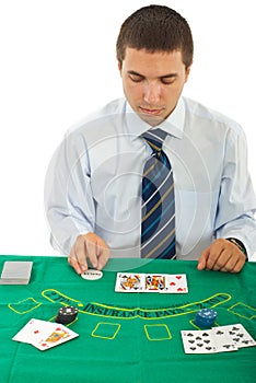 Gambler man in casino photo