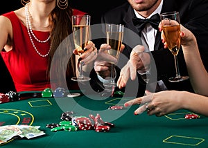 Gamblers drinking champagne