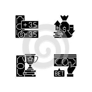 Gambling black glyph icons set on white space