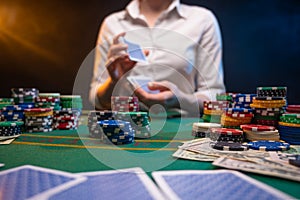 Gambling business in a casino. Industry in night clubs, croupiers or dealers, distribution of cards. A lot of money, chips. Online