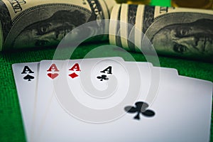 Gambling card game in casino.