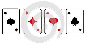 Gambling card suits. Game deck for poker and successful game in casino