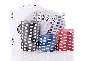 Gambling cards and chips