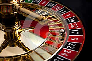 Gambling, casino games and the gaming industry concept with seventeen the winning number, 17 is a black number on the roulette