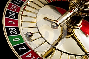Gambling, casino games and the gaming industry concept with zero the winning number, 0 is the only green number on this roulette