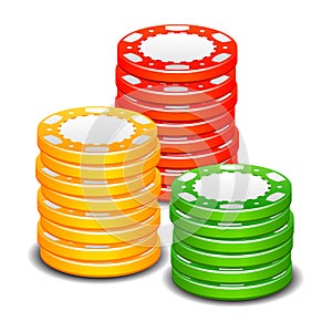 Gambling casino poker stack chips color sign