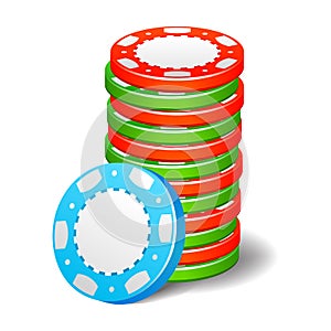 Gambling casino poker stack chips color sign