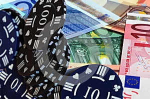 Gambling chips and Euros