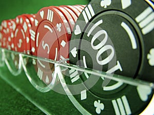 Gambling Chips Racked