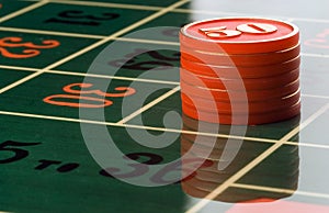 Gambling Chips on a roulette table