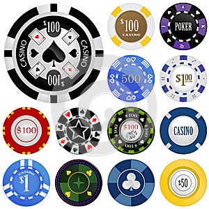 Gambling chips vector set