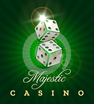 Gambling dice casino poster on green