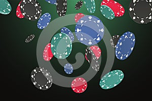 Gambling game, casino 3d golden chips. VIP poker chips