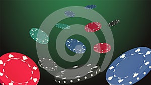 Gambling game, casino 3d golden chips. VIP poker chips
