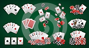 Gambling Game Elements Poker Cards Dice and Chips image