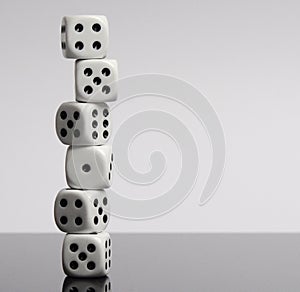 Gambling, risk and luck. Dices on grey background
