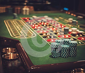 Gambling table in luxury casino photo