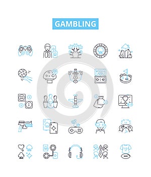 Gambling vector line icons set. Betting, Wagers, Wagering, Gaming, Luck, Risk, Casino illustration outline concept photo