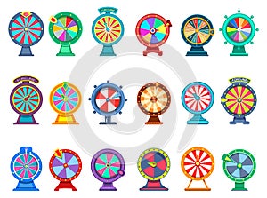 Gambling wheels of fortune. Game and luck, betting