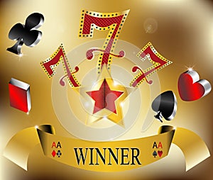 Gambling winner lucky seven 777 banner gold