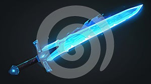Game animation with sword attack, slash and cut effects. Blue flash of weapon movement, punch and fast hit light effects