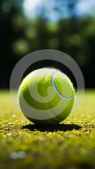 The game is on as the tennis ball bounces on green