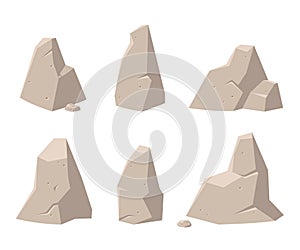 Game backgrounds. Set of rocks and stones for games. GUI elements for mobile games.