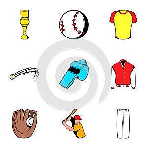 Game ball icons set, cartoon style